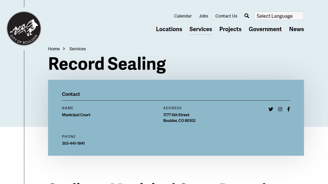 Record Sealing | City of Boulder - Boulder, Colorado